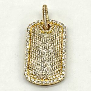 VVS Moissanite Dogtag Rectangle Pendant Men Solid 14K over 925 Sterling Silver